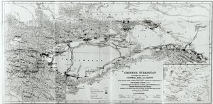Kínai Turkesztán térképe, Stein "Az ősi közép-ázsiai nyomokon" című művéből, 1933-ban